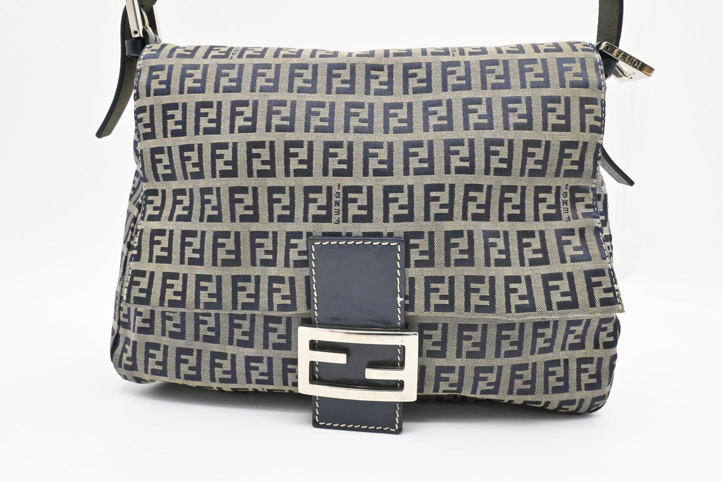 Fendi Mama Baguette in Navy Zucca Canvas