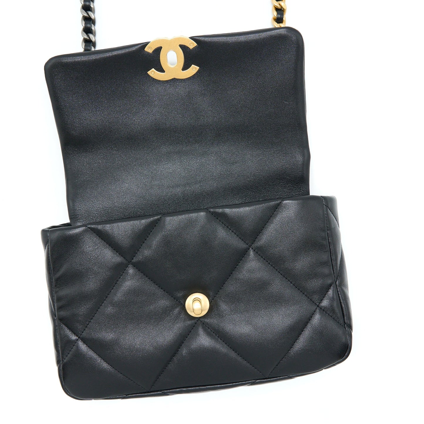 Chanel Small 19 Bag Lambskin Black With Multicolour Hardware