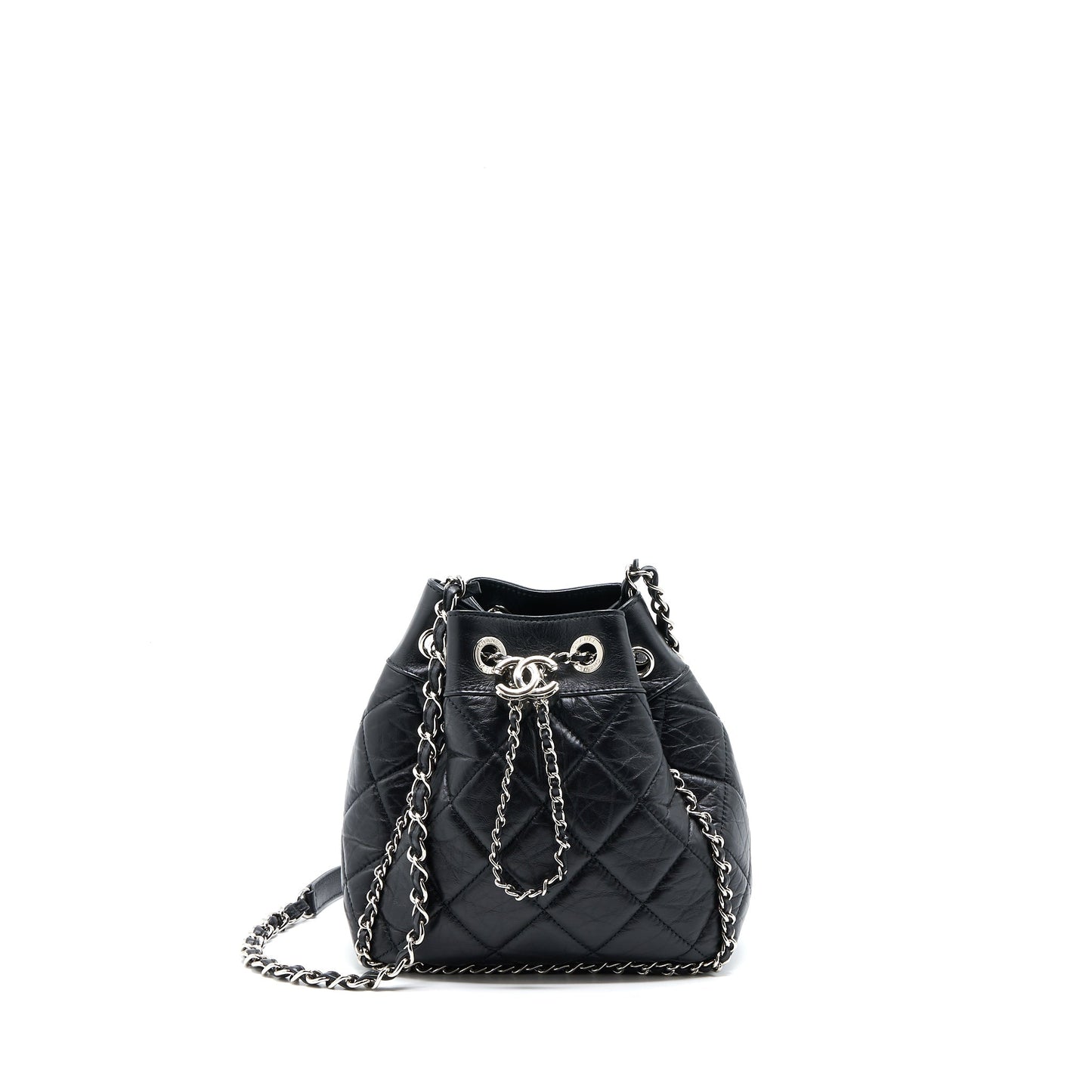 Chanel 20S Drawstring Bucket Bag Aged Calfskin Black