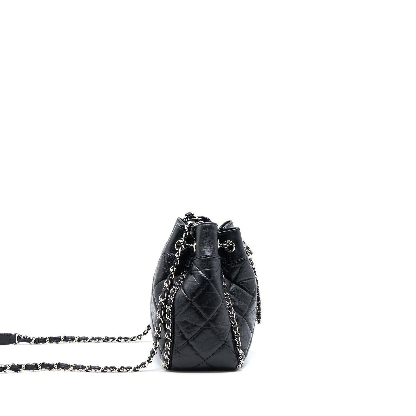Chanel 20S Drawstring Bucket Bag Aged Calfskin Black