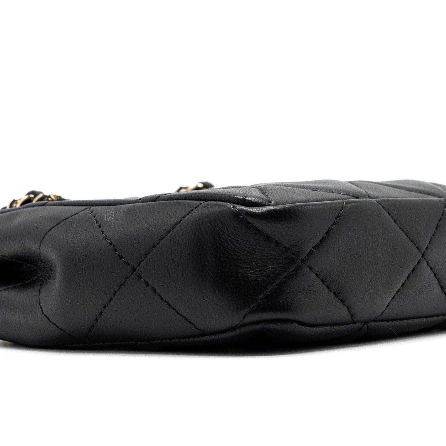 Chanel quilted super mini tote with chain lambskin black L