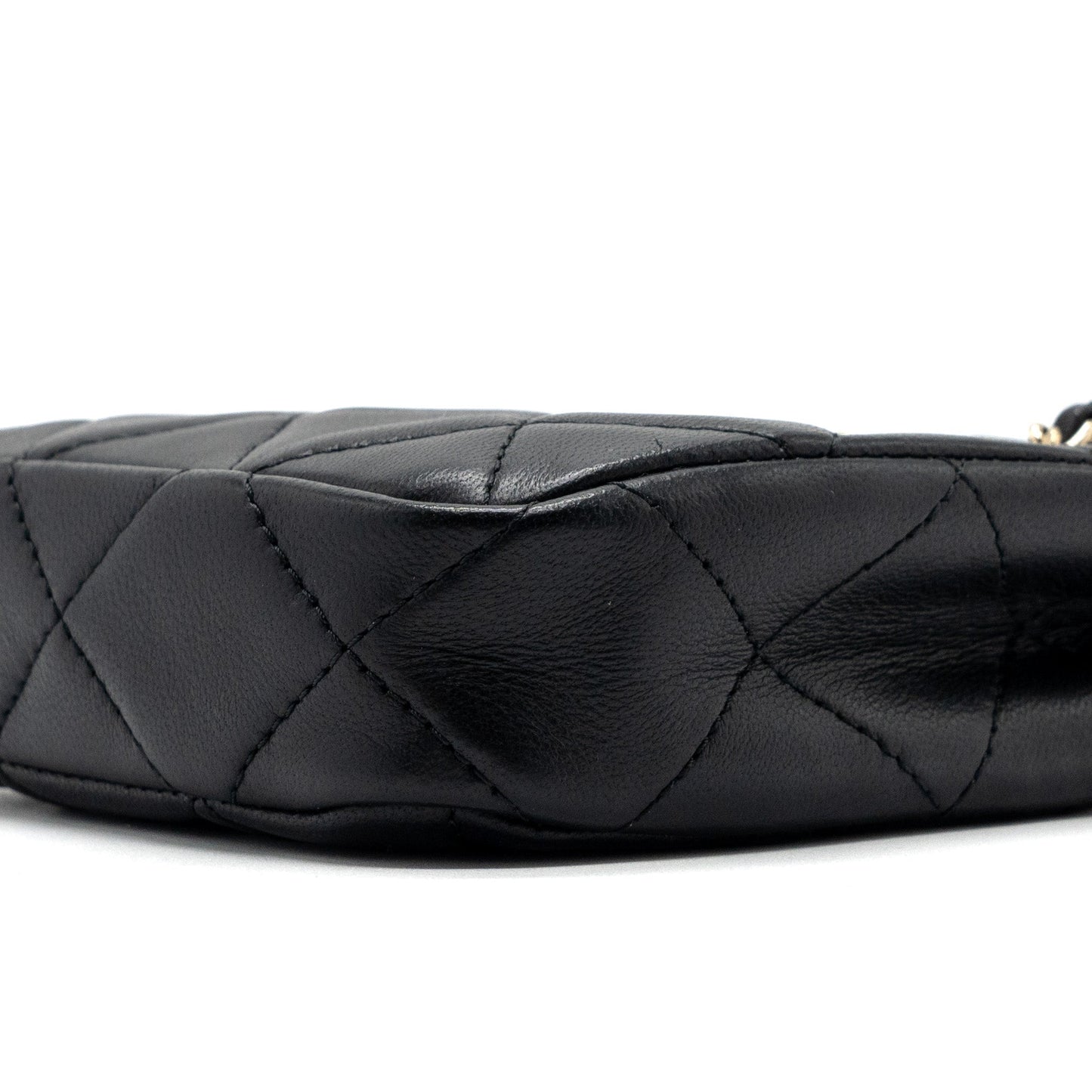 Chanel quilted super mini tote with chain lambskin black L