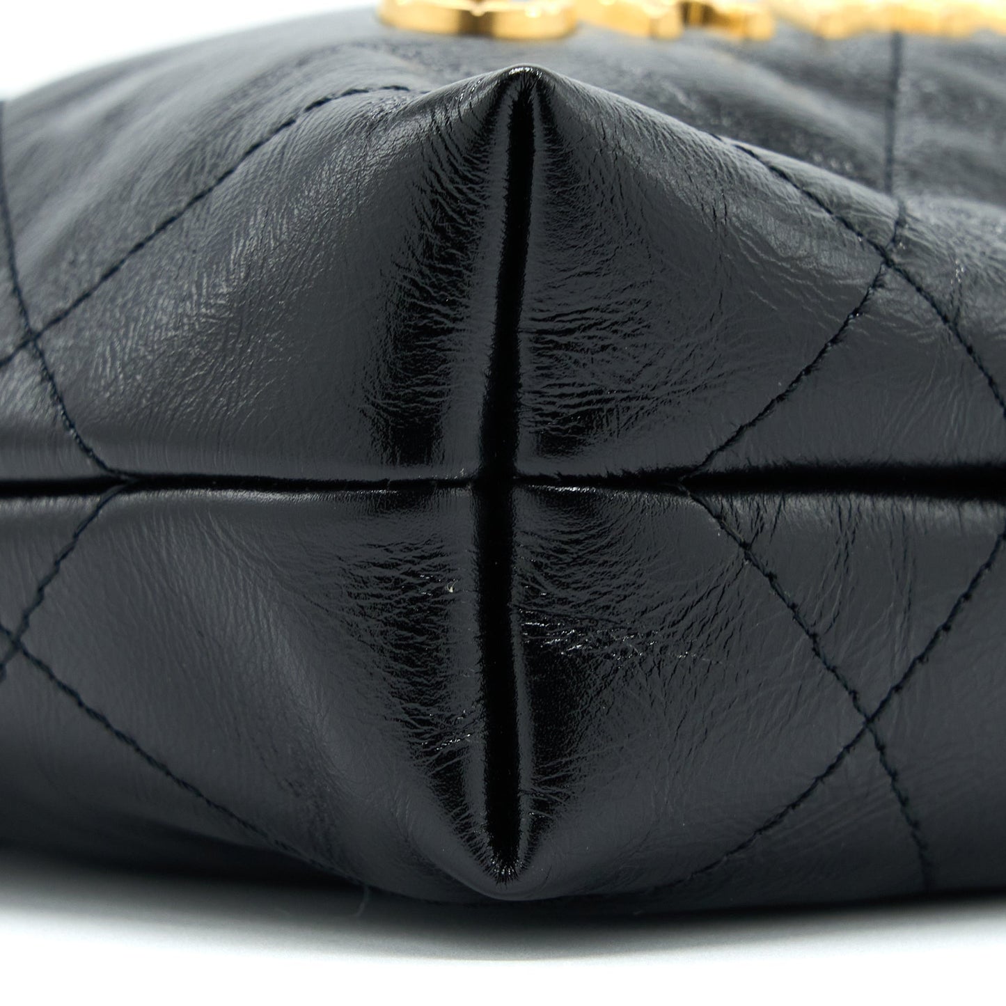 Chanel 23S Mini 22 Bag with Pearl Shiny Calfskin Black  (Microchip)