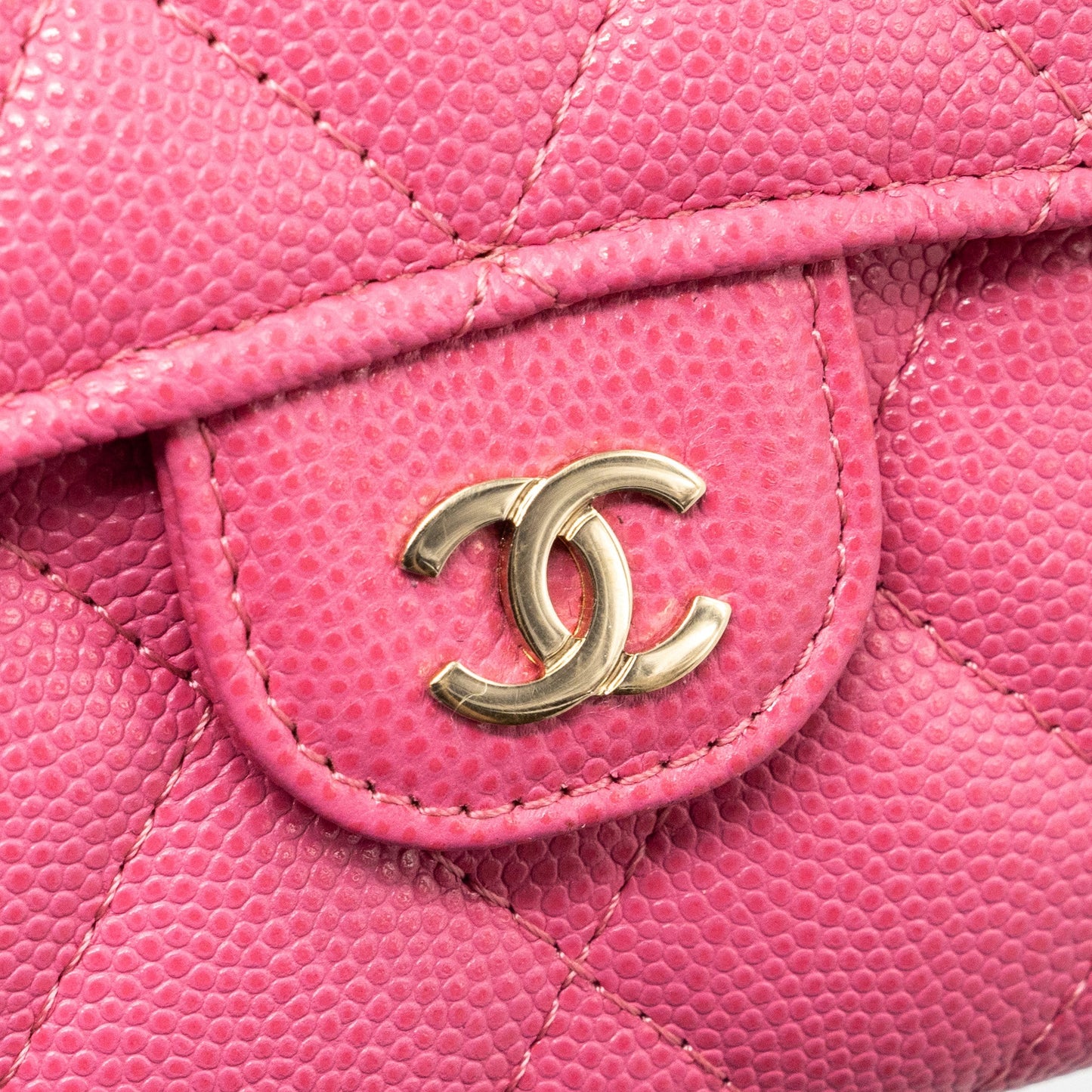 Chanel quilted small flap wallet caviar pink L