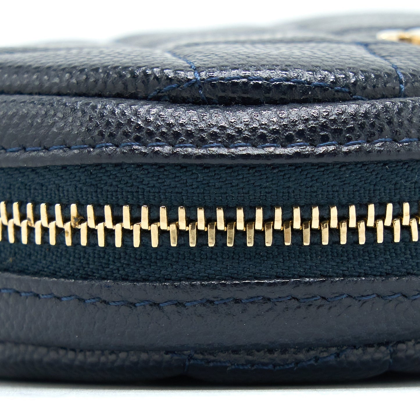 Chanel Mini Round Pouch Caviar Navy L