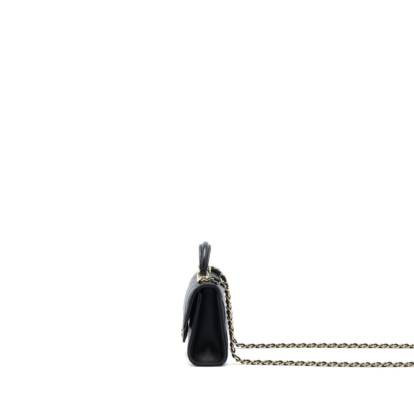 Chanel Top Handle Mini Flap Bag Lambskin Black L