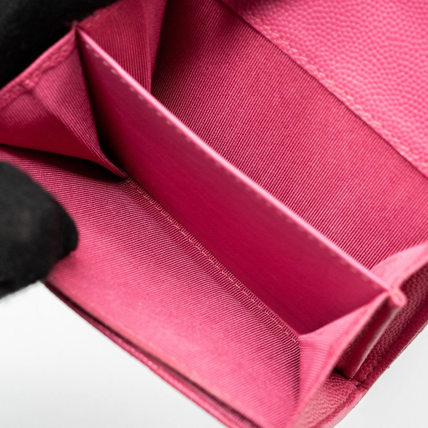 Chanel quilted small flap wallet caviar pink L