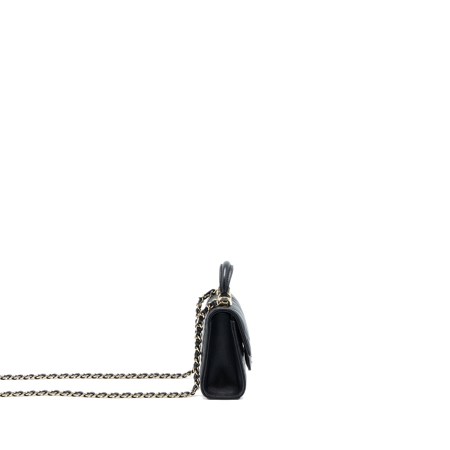 Chanel Top Handle Mini Flap Bag Lambskin Black L