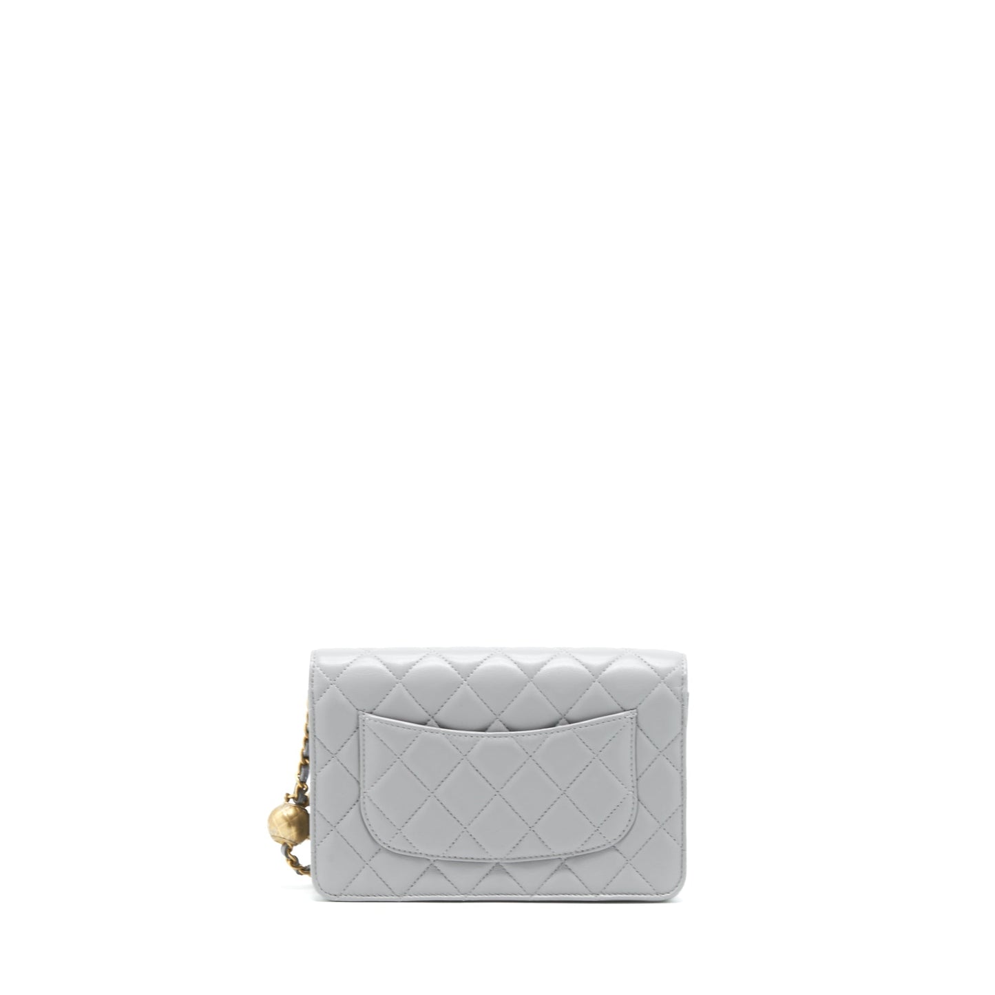 Chanel Pearl Crush Wallet On Chain Lambskin Grey Brushed  (Microchip)