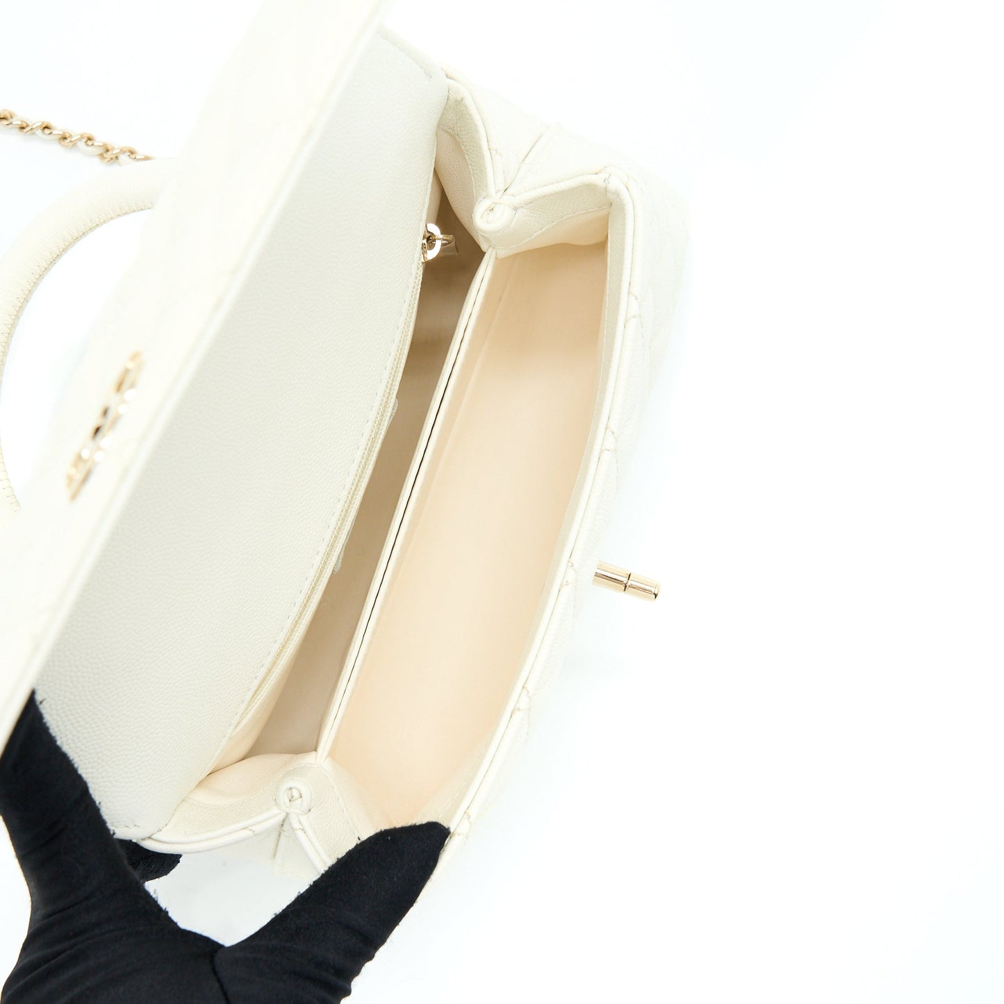 Chanel Small Coco Handle Caviar White L