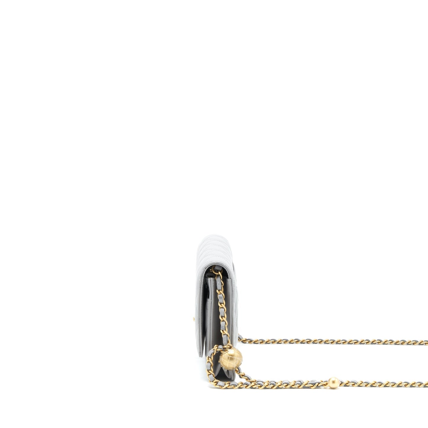 Chanel Pearl Crush Wallet On Chain Lambskin Grey Brushed  (Microchip)