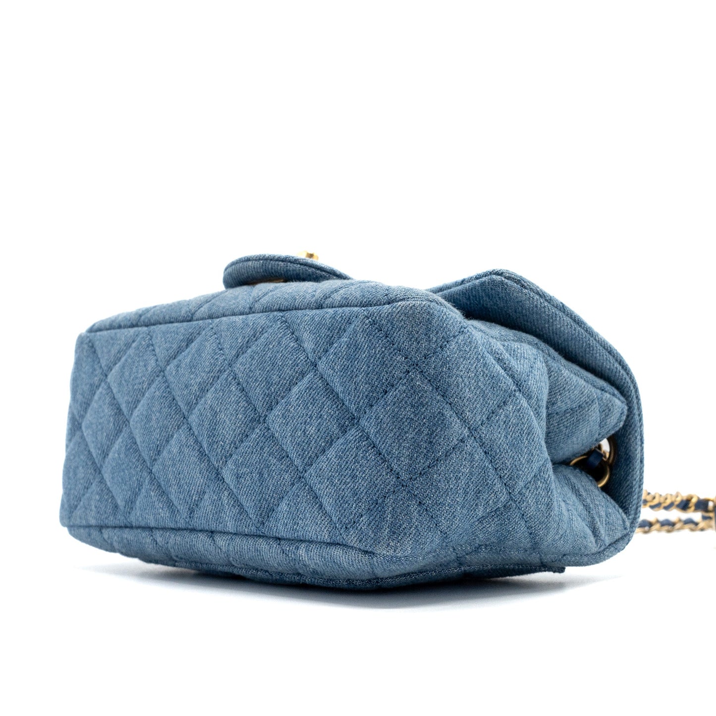 Chanel 22c Denim Pearl Crush Mini Square Flap Bag Denim Light blue  (Microchip)