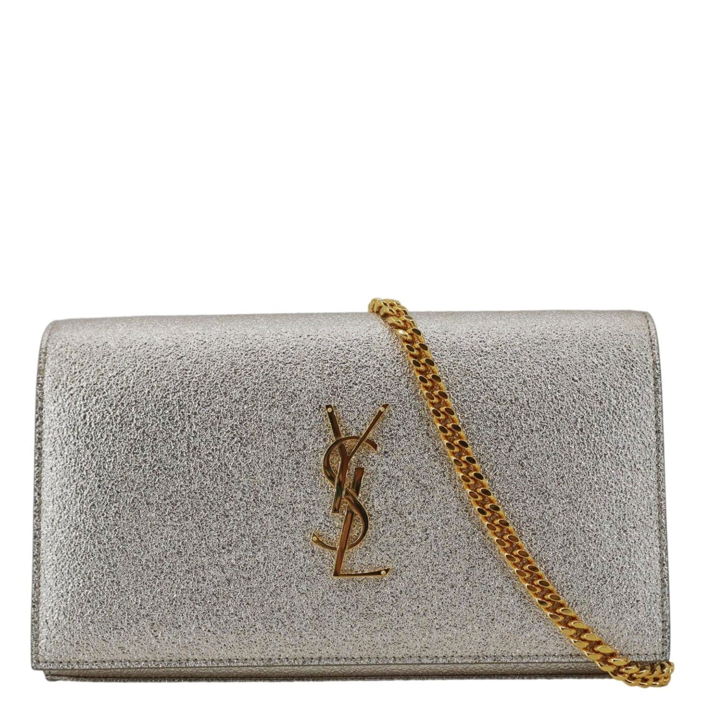 YVES SAINT LAURENT Kate Small Metallic Leather Crossbody Bag Silver