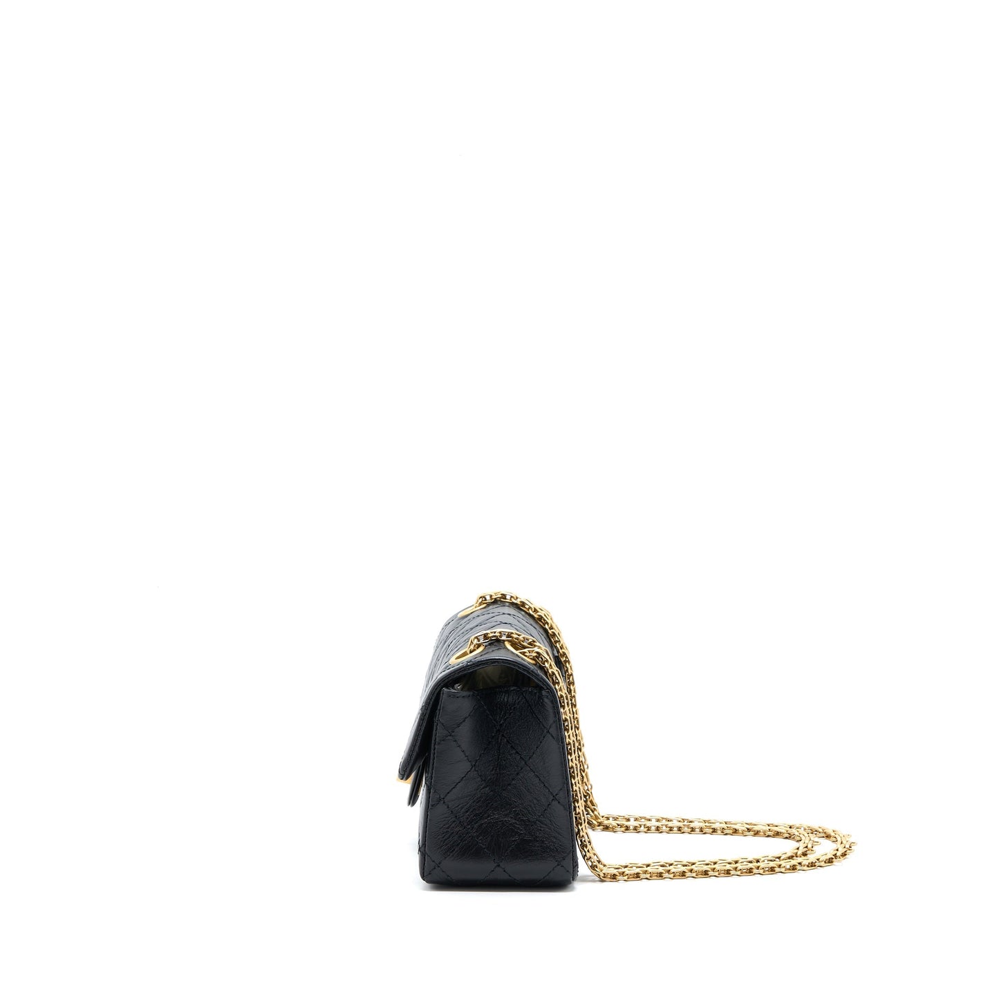 Chanel Mini Reissue 2.55 Flap Bag Aged Calfskin Black Brushed  (Microchip)