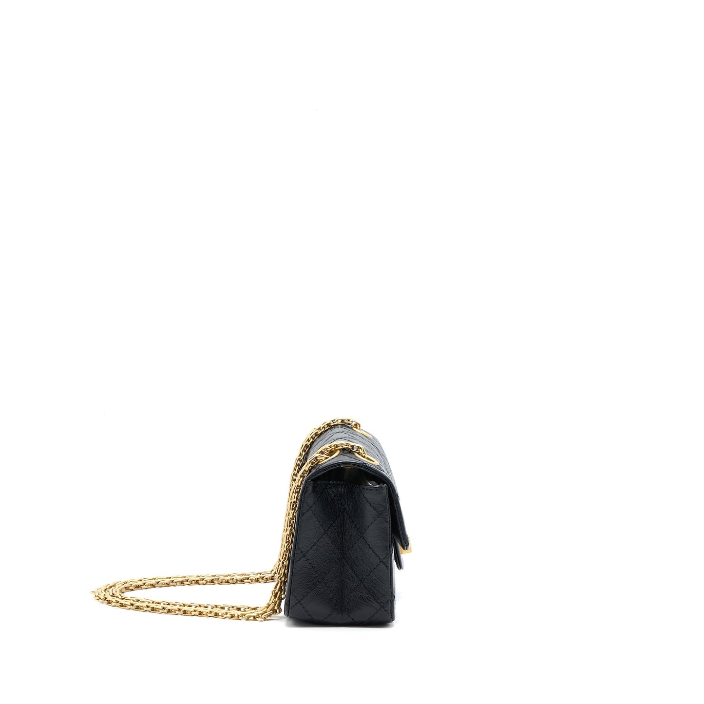 Chanel Mini Reissue 2.55 Flap Bag Aged Calfskin Black Brushed  (Microchip)