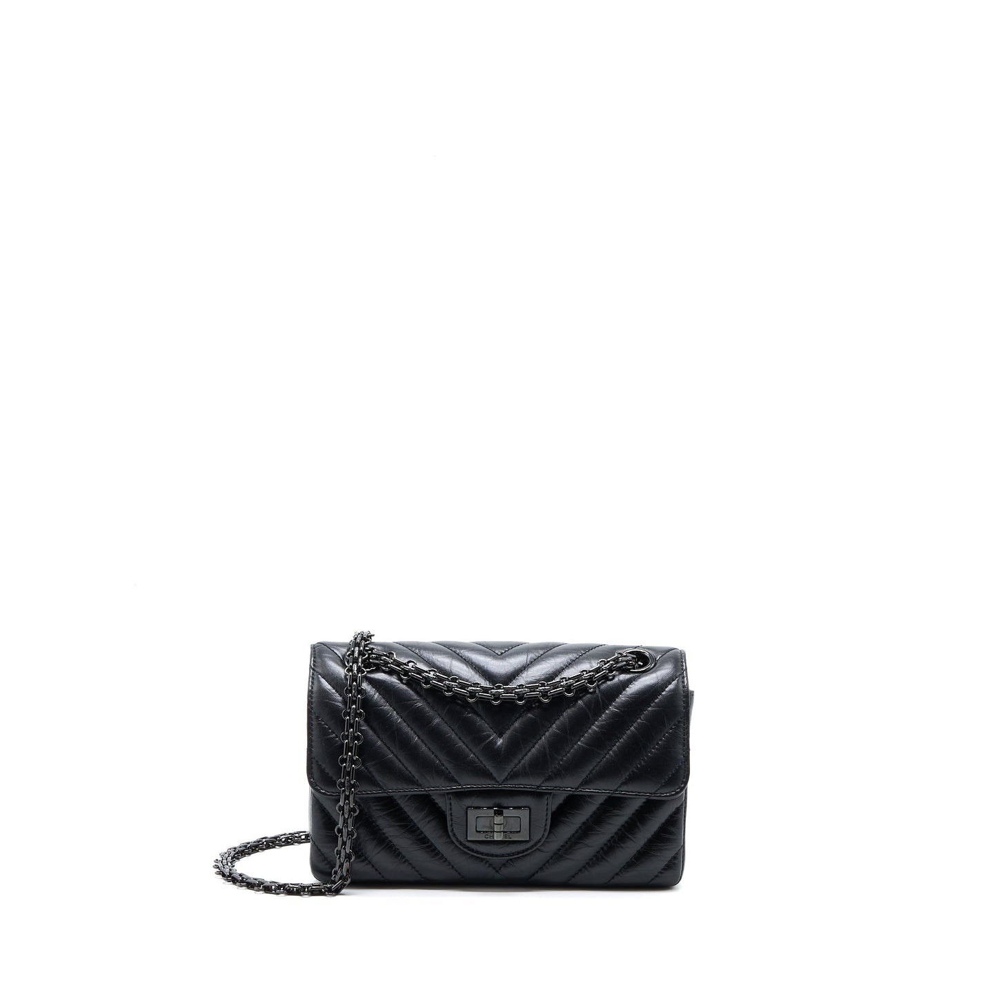 Chanel Mini Reissue 2.55 Flap Bag Chevron Aged Calfskin So Black