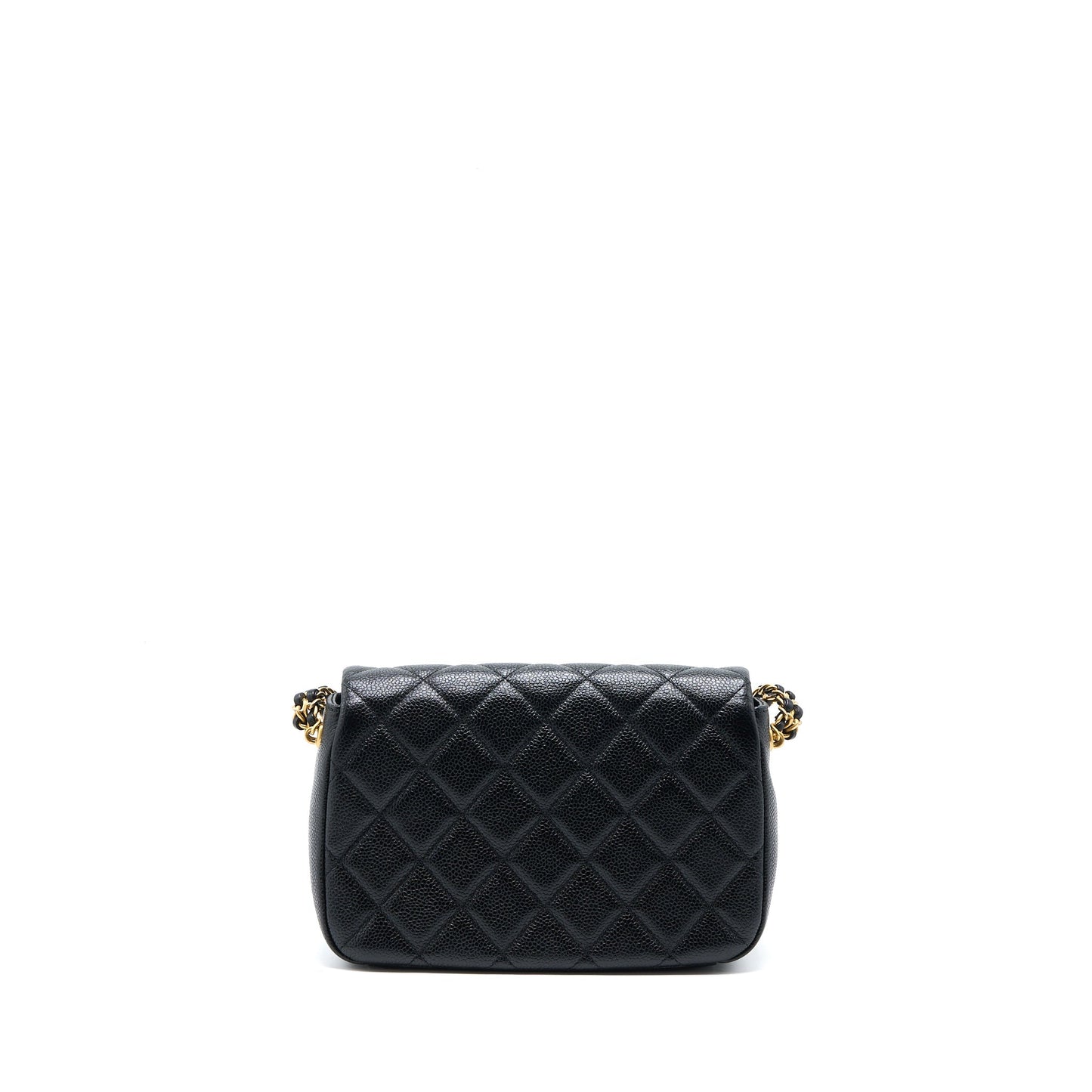 Chanel Quilted Flap Bag with Double Chain Caviar Black Brushed  (Microchip)