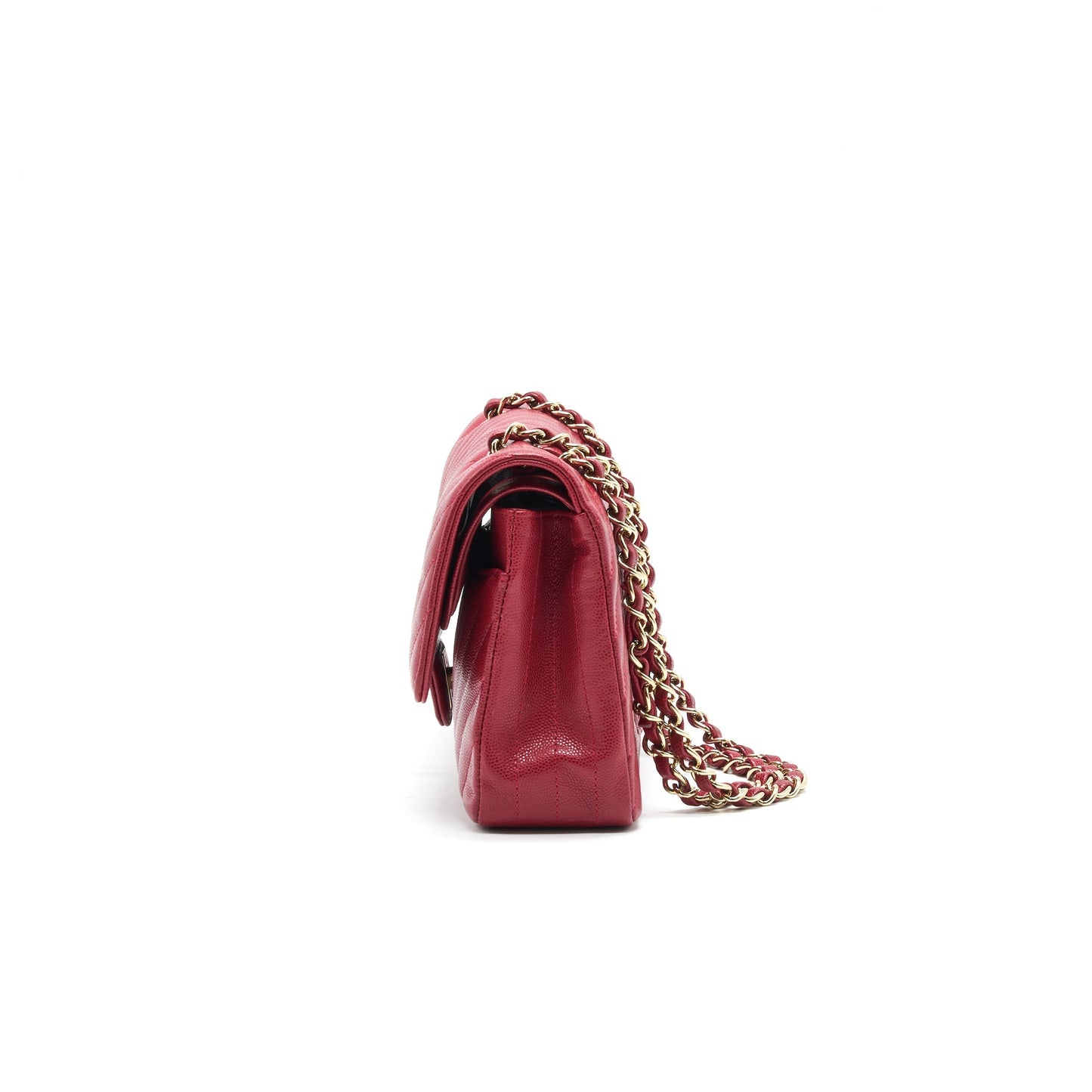 Chanel Medium Classic Double Flap caviar Raspberry Red with LGHW Shoulder Bag