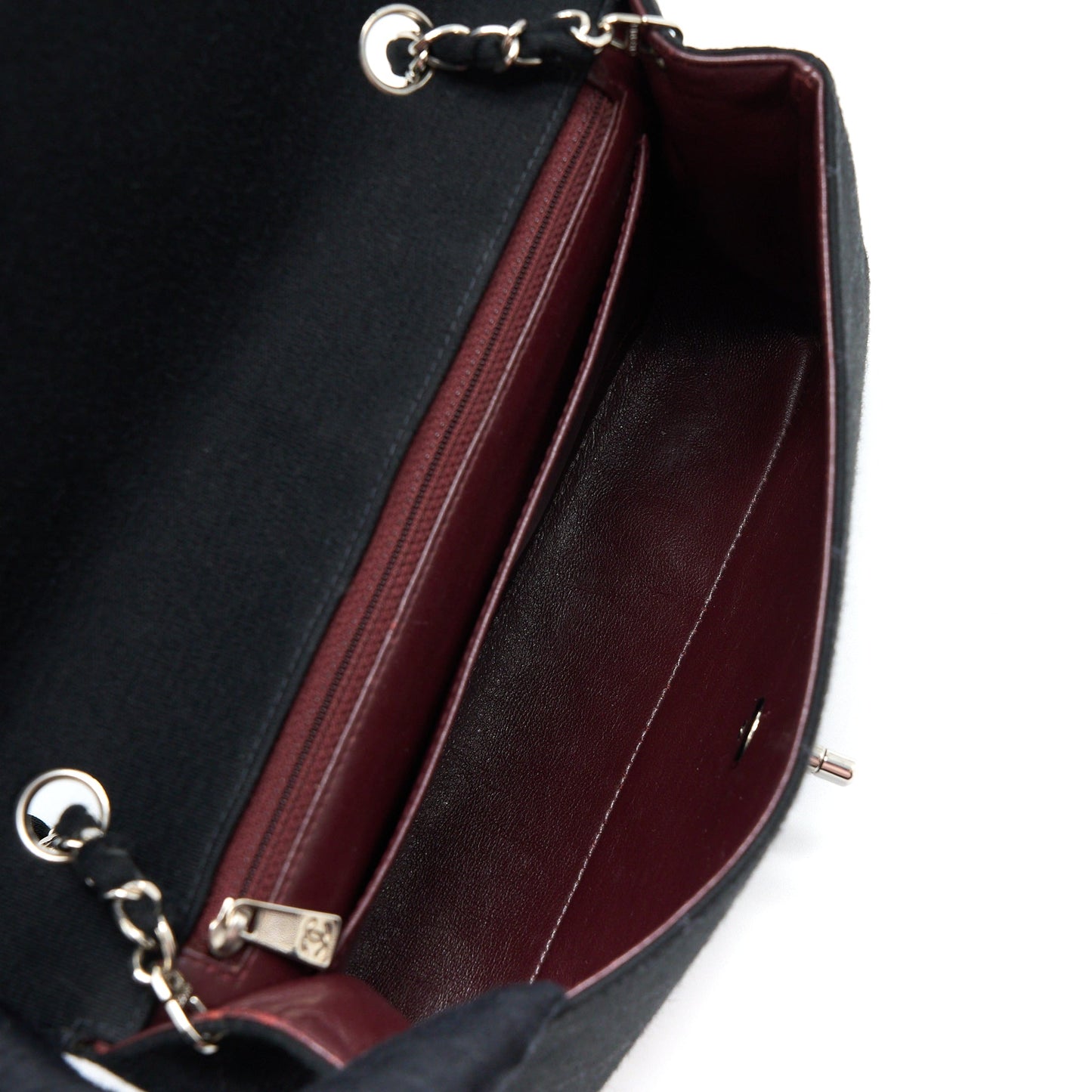 Chanel  Medium Single Flap Bag Fabric Black