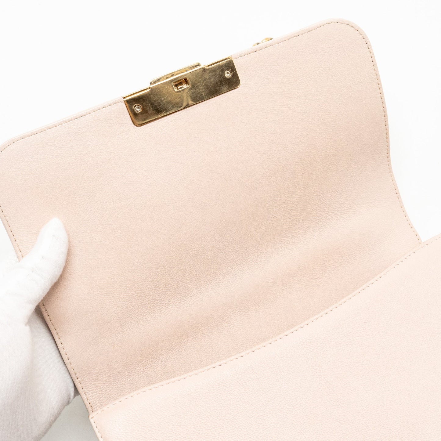 Chanel 17C Click Label Shoulder Bag Calfskin Light Pink L