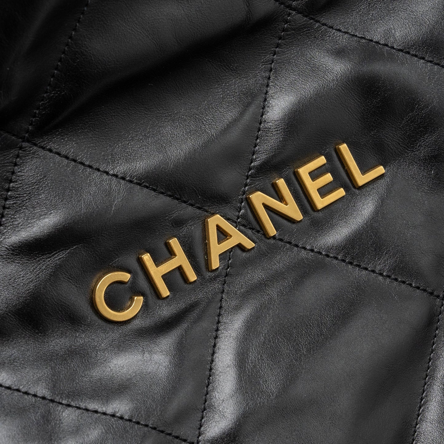 Chanel Small 22 Bag Gold Letter Shiny Calfskin Black  (Microchip)