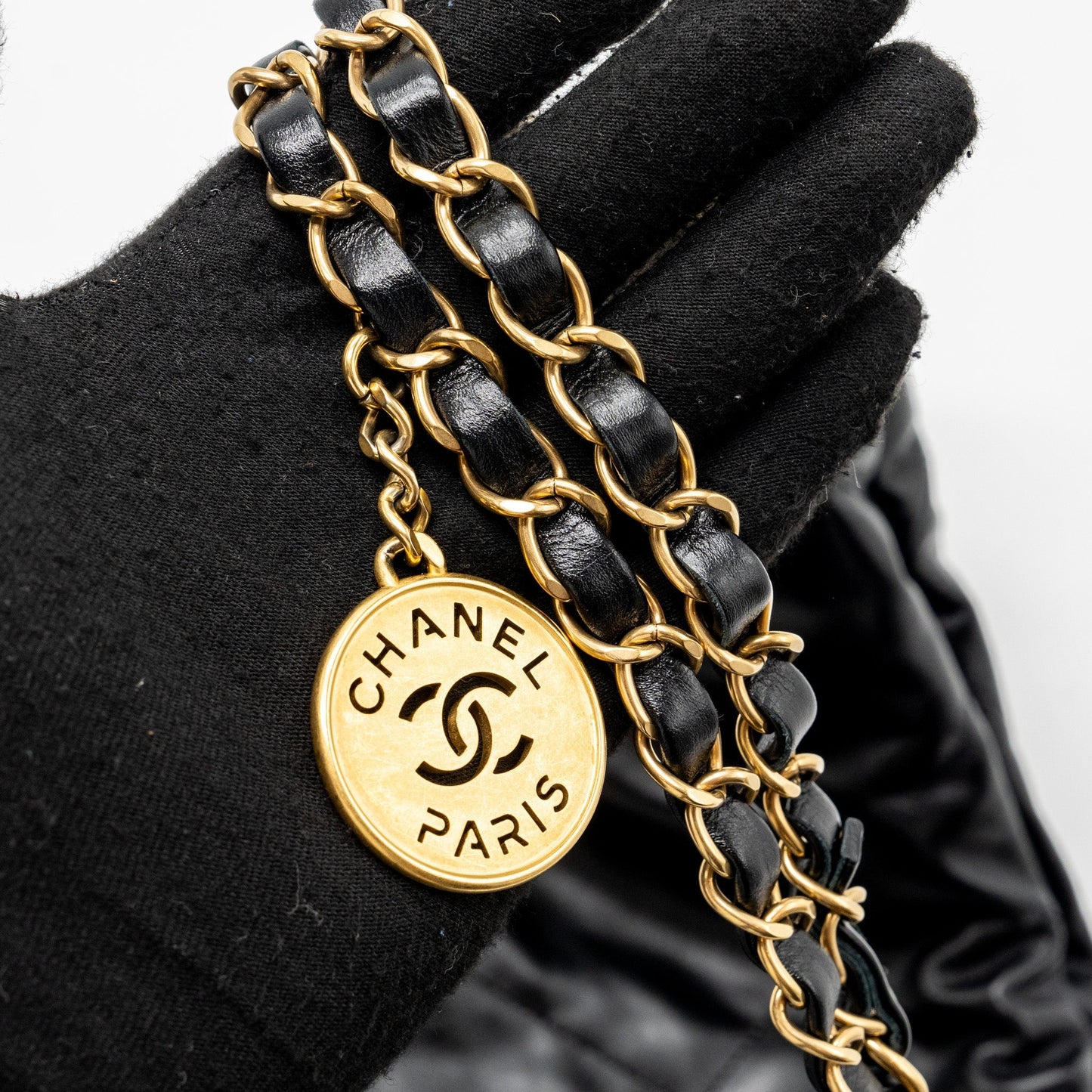 Chanel Small 22 Bag Gold Letter Shiny Calfskin Black  (Microchip)