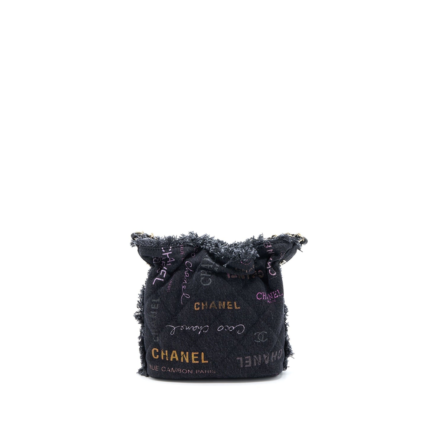 Chanel 22P Small Black Denim Bucket Bag  (Microchip)