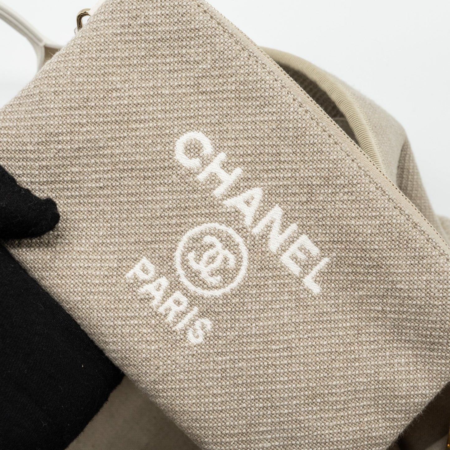 Chanel Deauville Bag Canvas/ Leather Beige/White  (microchip)