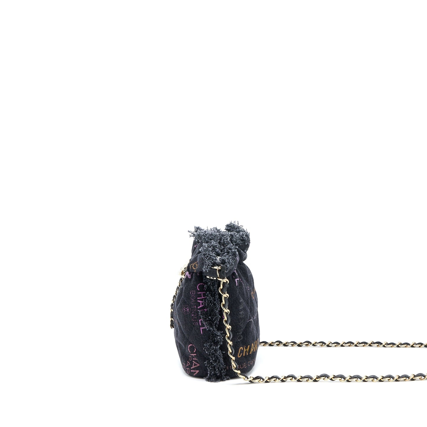 Chanel 22P Small Black Denim Bucket Bag  (Microchip)