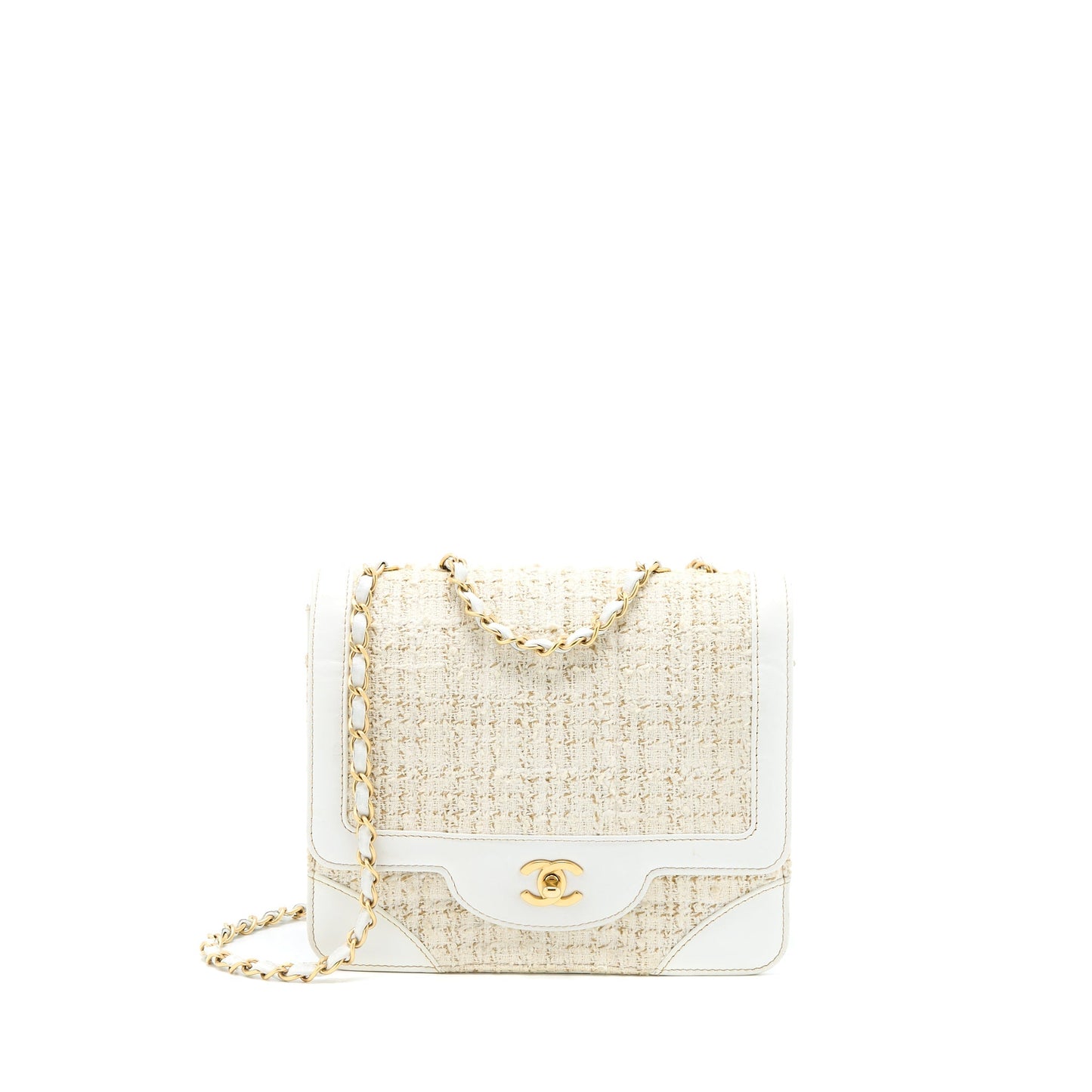 Chanel  Flap Bag Tweed / Leather White