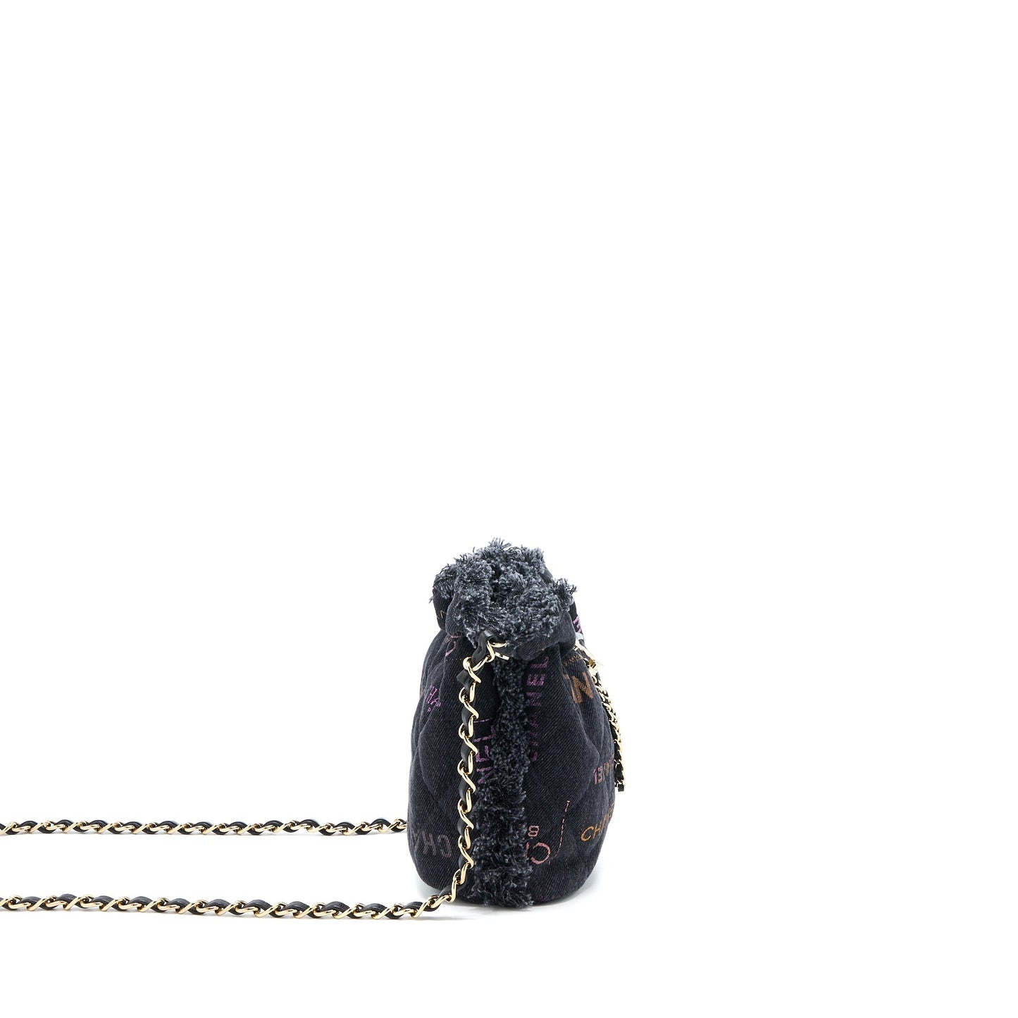 Chanel 22P Small Black Denim Bucket Bag  (Microchip)
