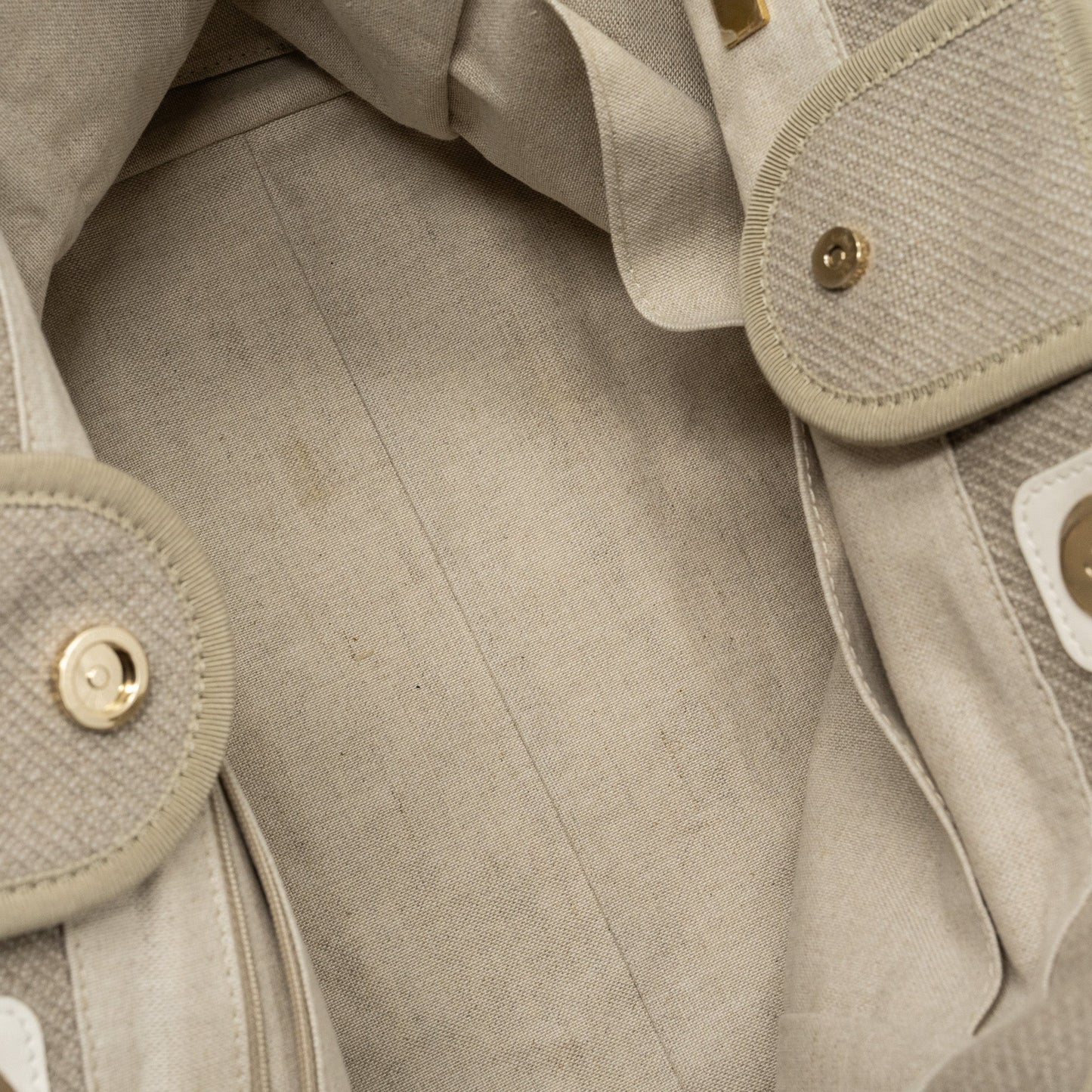 Chanel Deauville Bag Canvas/ Leather Beige/White  (microchip)