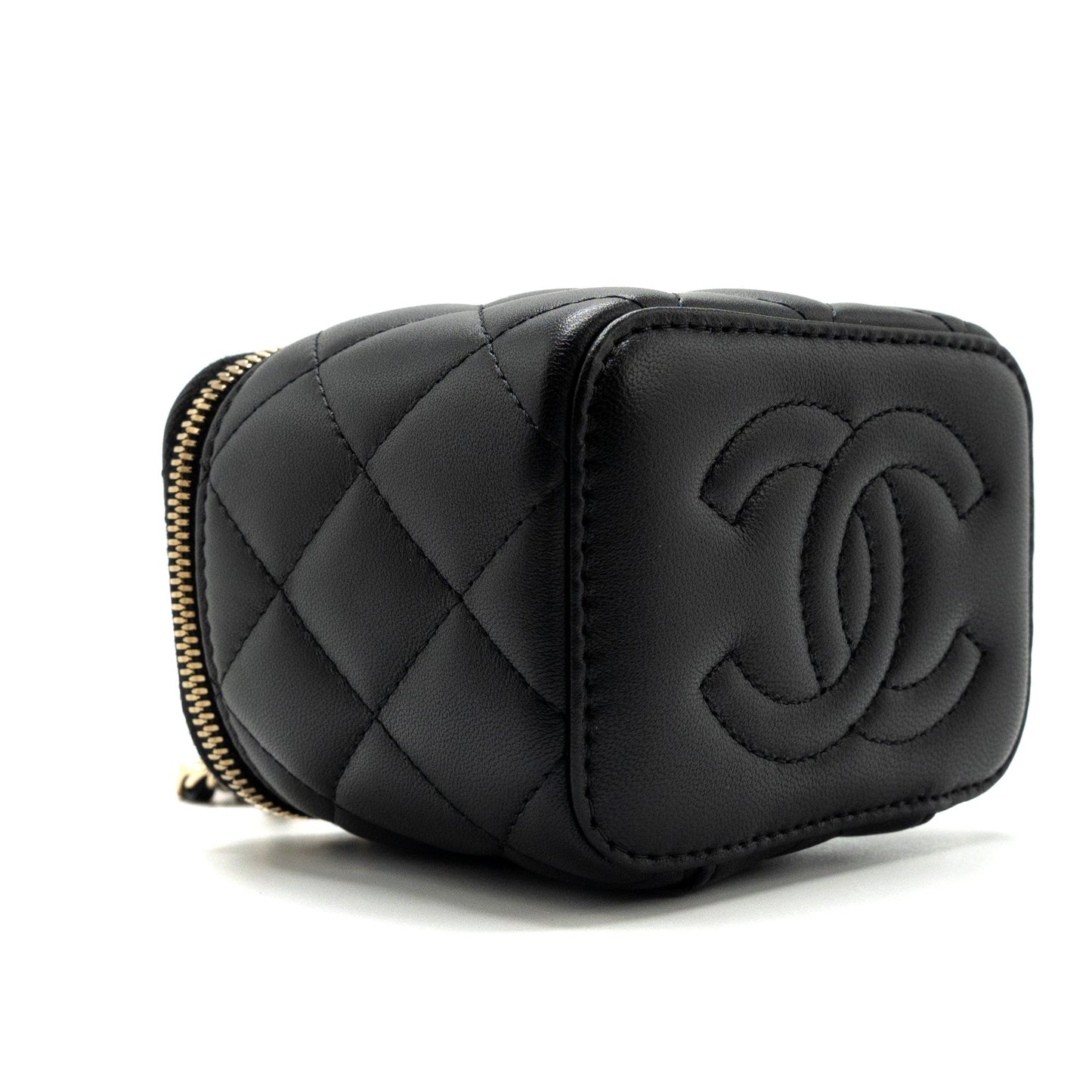 Chanel Pearl Crush Mini Vanity Case Lambskin Black L(microchip)