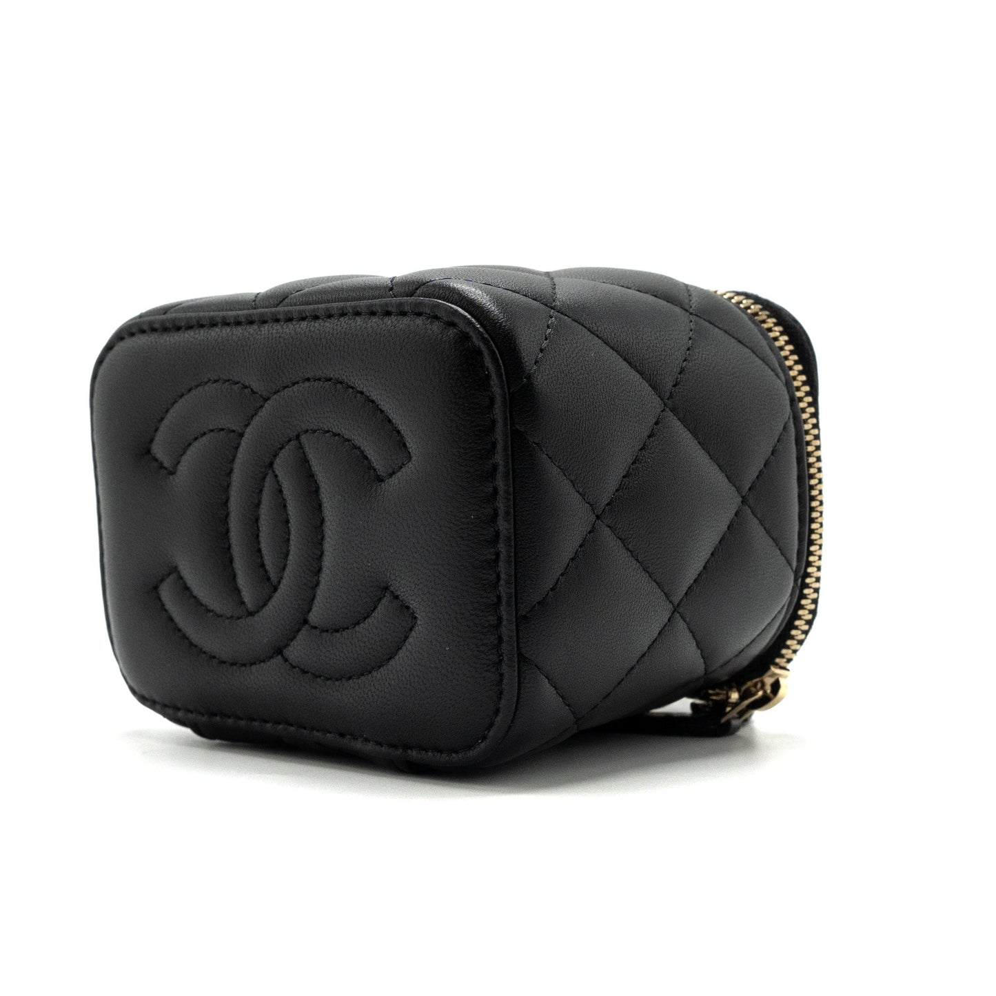 Chanel Pearl Crush Mini Vanity Case Lambskin Black L(microchip)