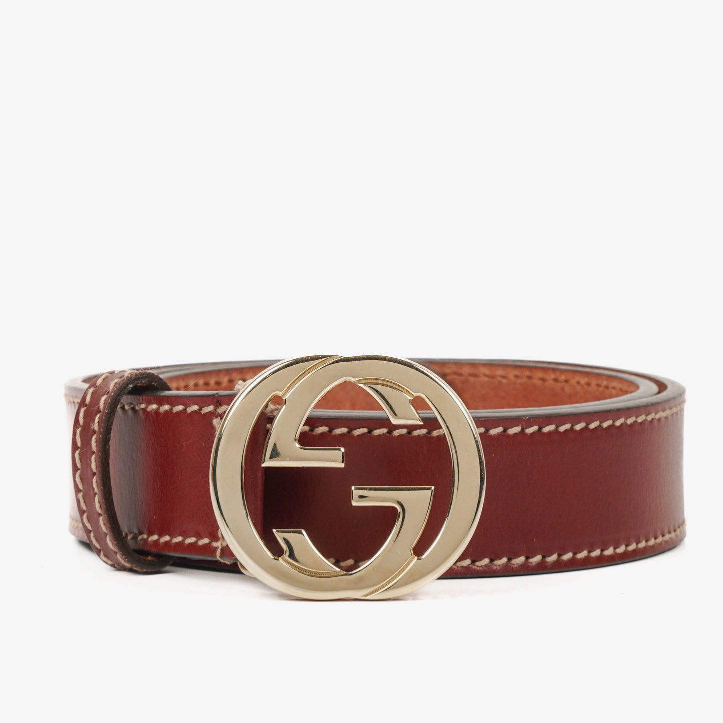 Gucci Interlocking G Belt 75-30 Burgundy Leather