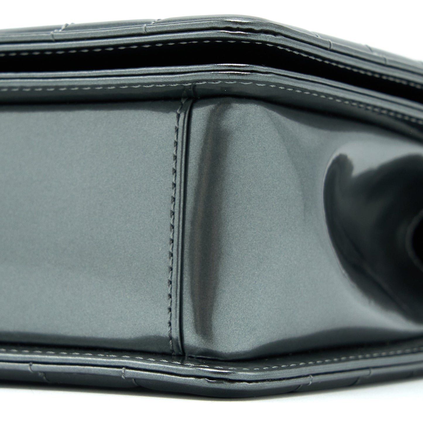 Chanel Medium Boy Bag Patent Grey Ruthenium