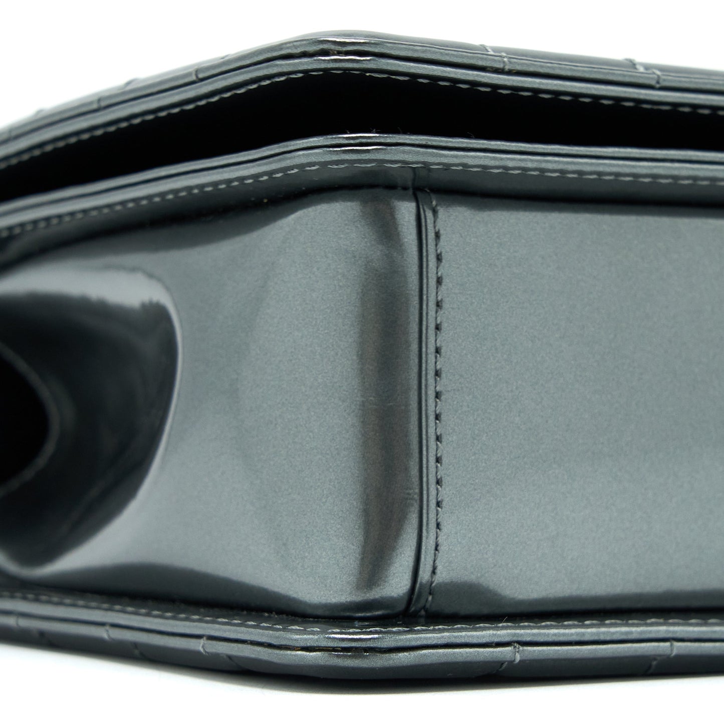 Chanel Medium Boy Bag Patent Grey Ruthenium