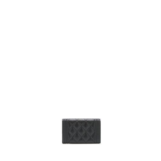 Chanel Boy Cardholder Caviar Black Ruthenium
