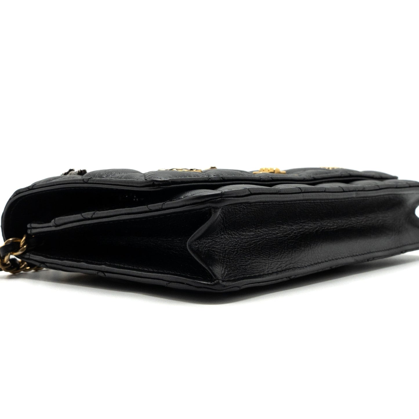 Chanel 2.55 Reissue Lucky Charms Wallet On Chain Aged Calfskin Black