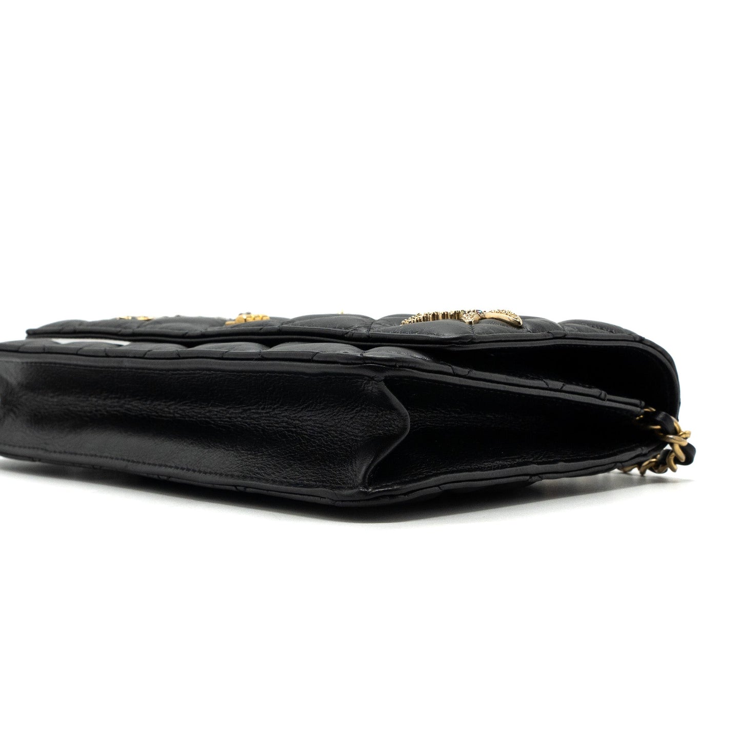 Chanel 2.55 Reissue Lucky Charms Wallet On Chain Aged Calfskin Black