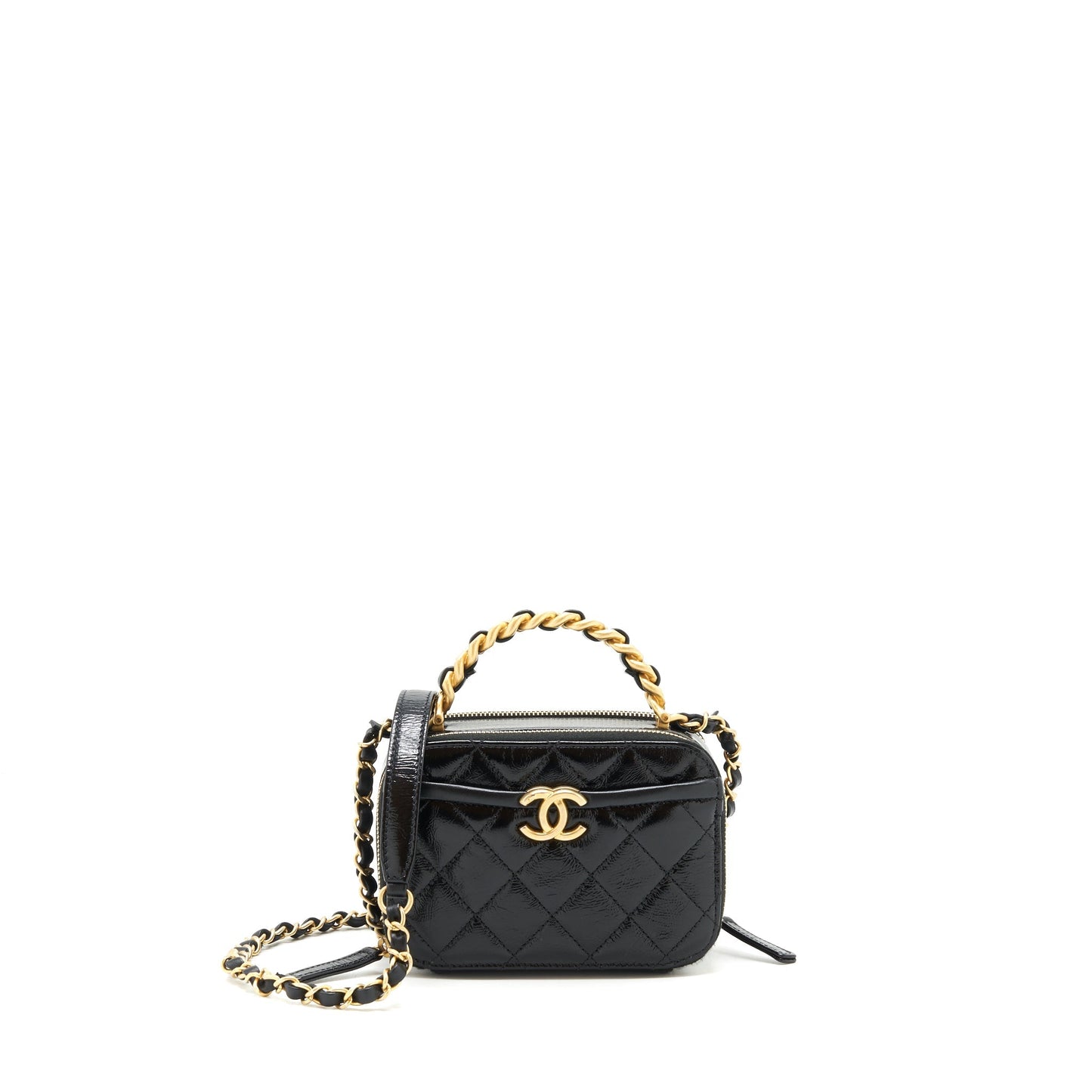 Chanel Vanity Case Handle Crossbody Bag Calfskin Black