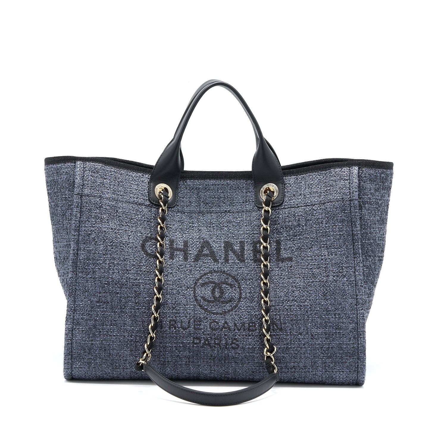 Chanel Deauville Tote Bag Tweed Dark Grey / Black L (Microchip)