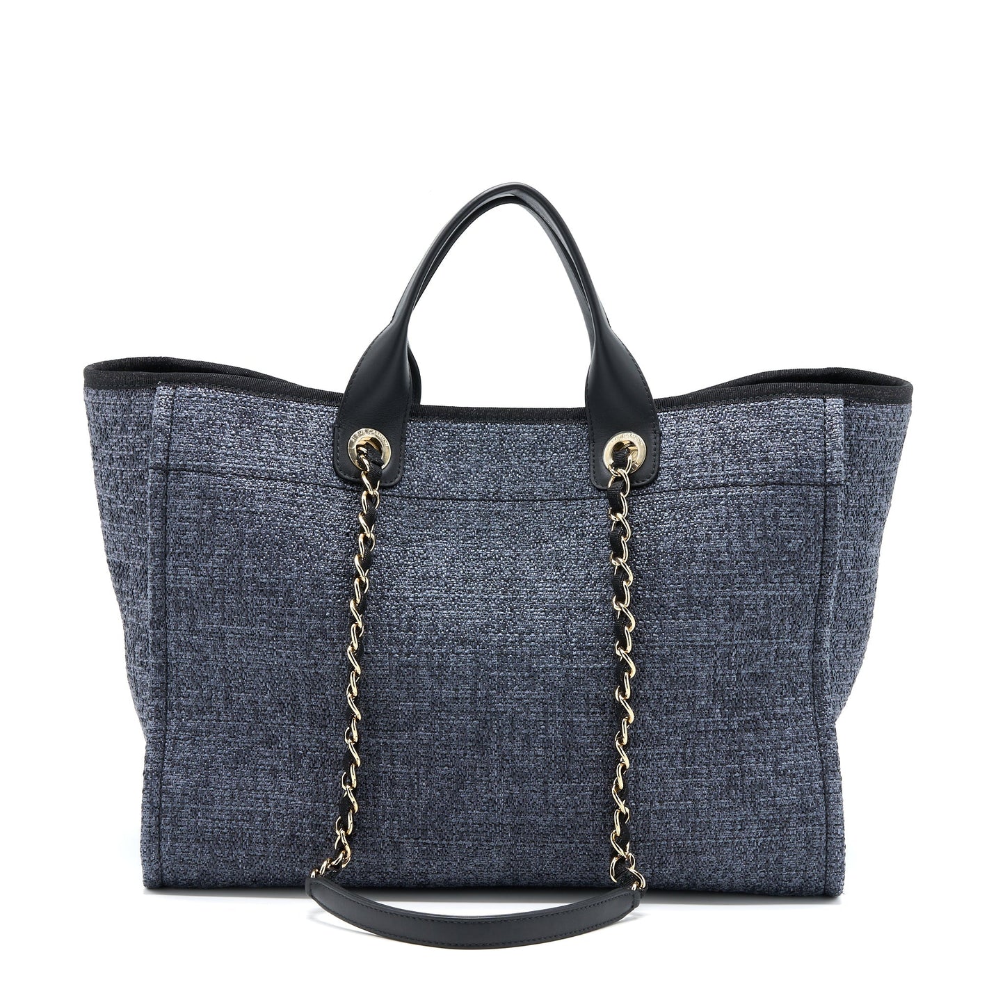 Chanel Deauville Tote Bag Tweed Dark Grey / Black L (Microchip)