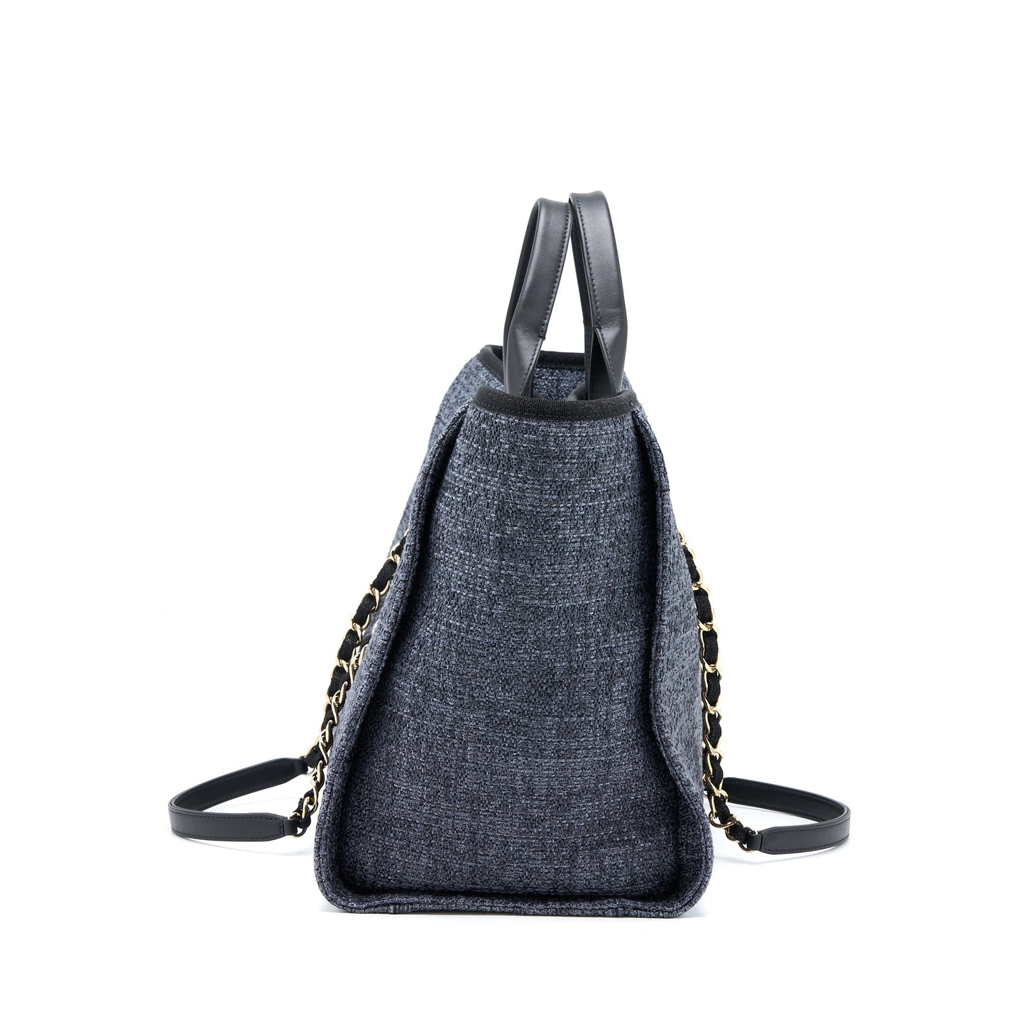 Chanel Deauville Tote Bag Tweed Dark Grey / Black L (Microchip)