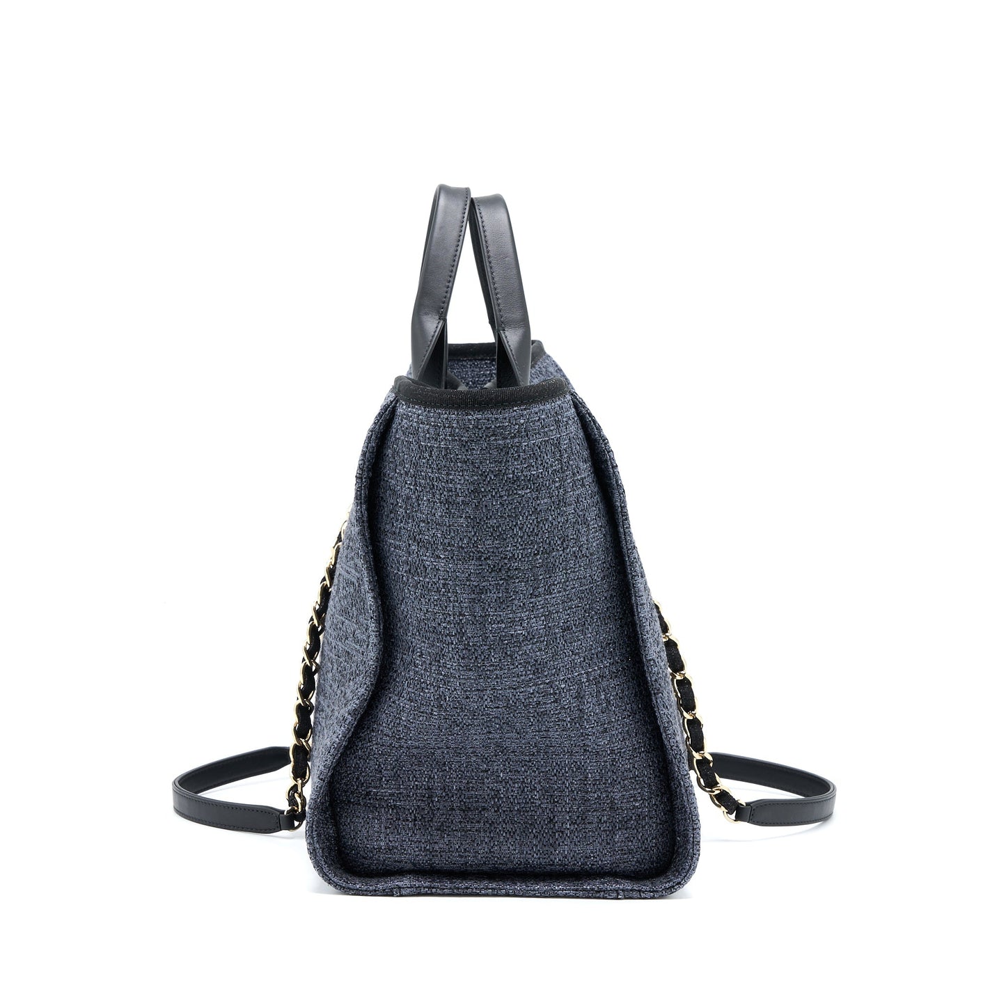 Chanel Deauville Tote Bag Tweed Dark Grey / Black L (Microchip)