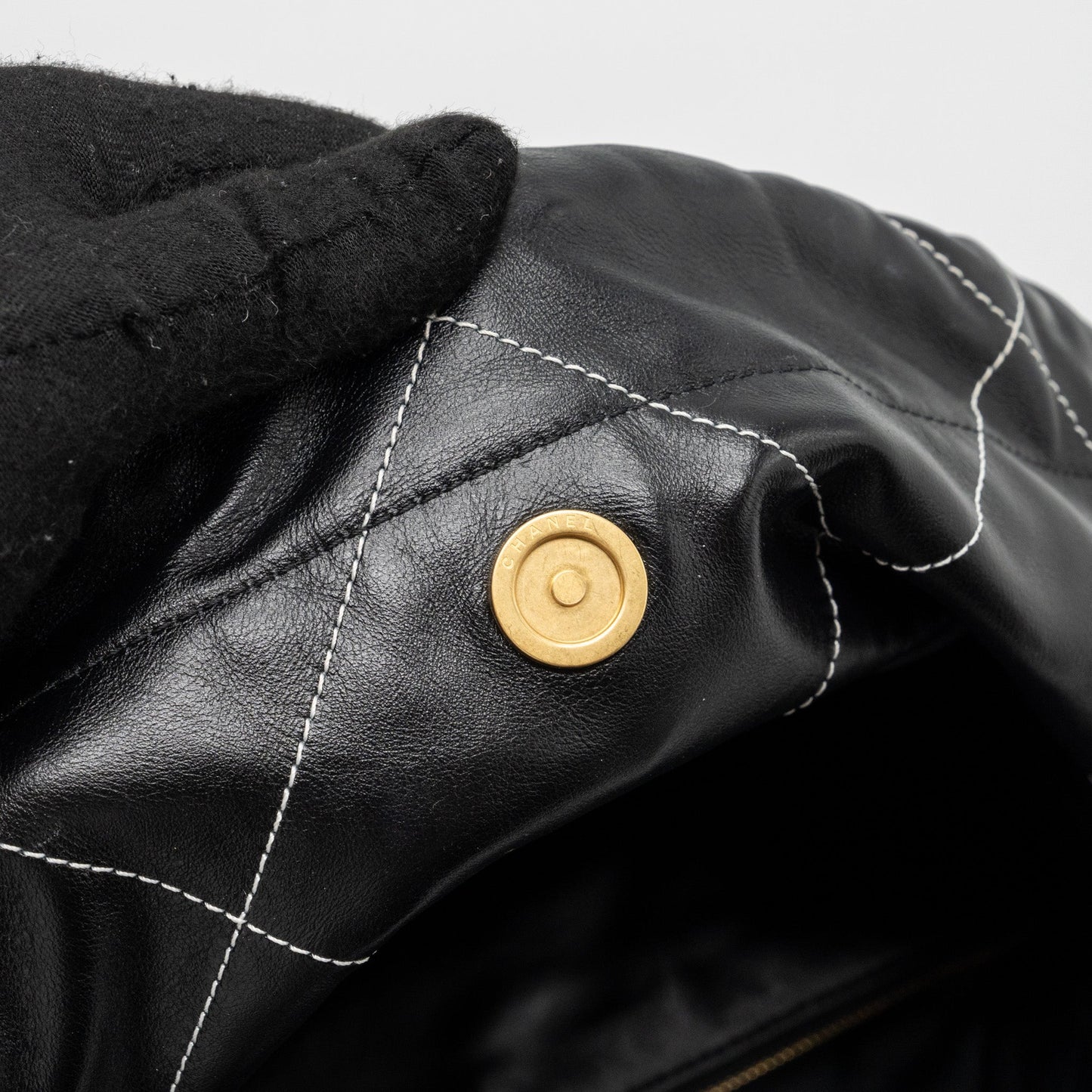 Chanel small 22 bag calfskin with white Stitching black  (microchip)