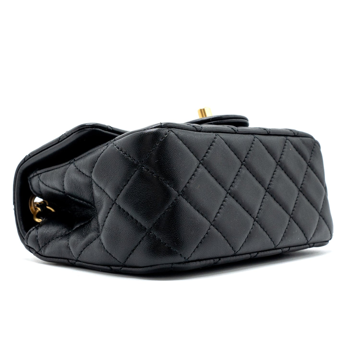 Chanel Pearl Crush Mini Square Flap Bag Lambskin Black (Microchip)