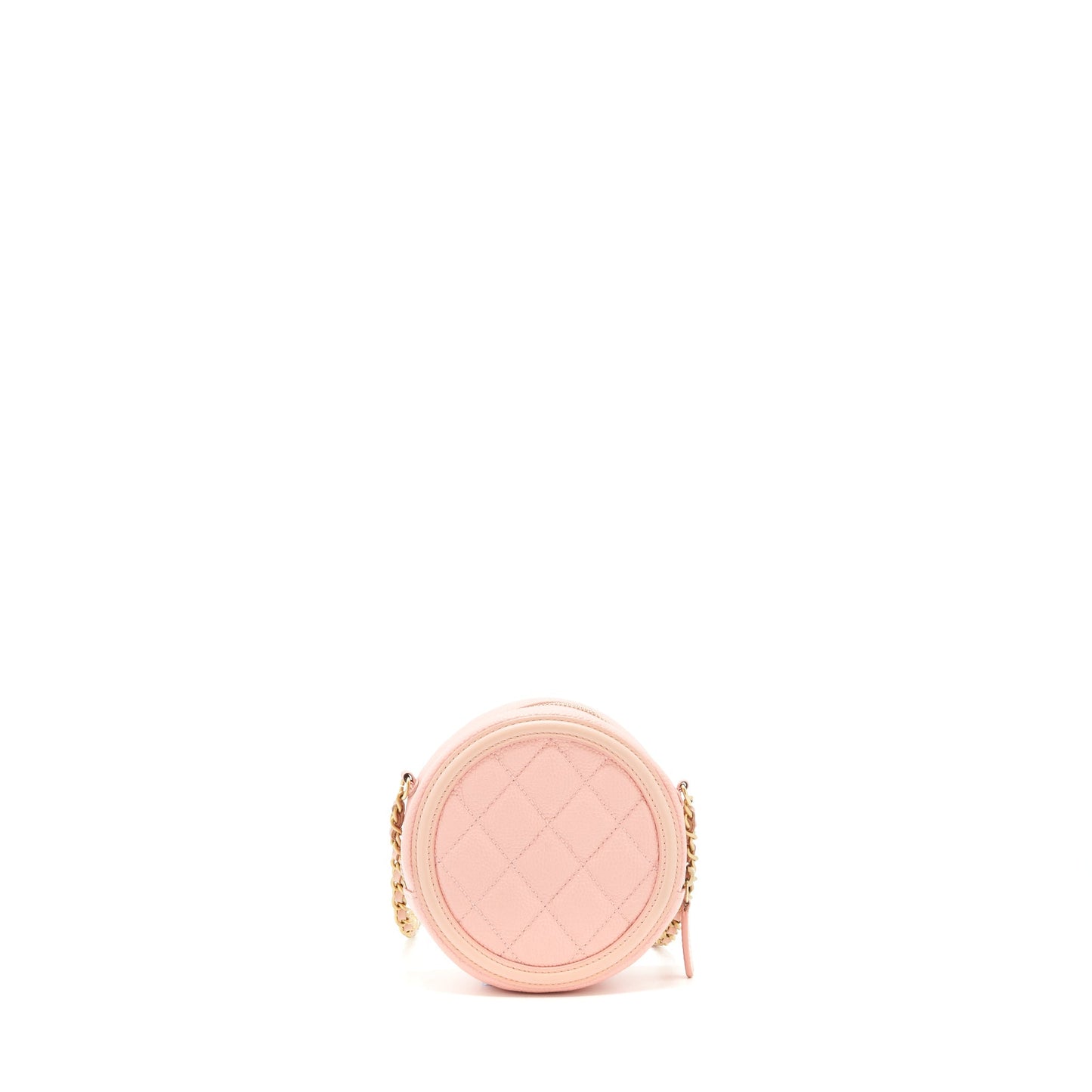 Chanel mini Round Vanity with chain caviar pink