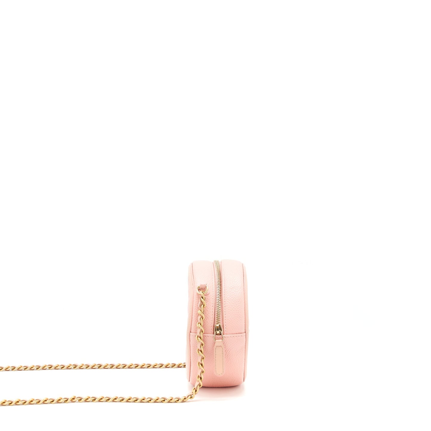 Chanel mini Round Vanity with chain caviar pink
