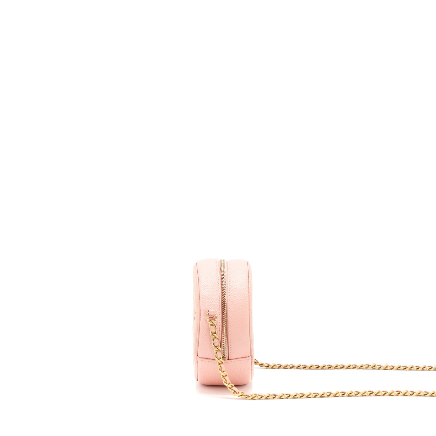 Chanel mini Round Vanity with chain caviar pink